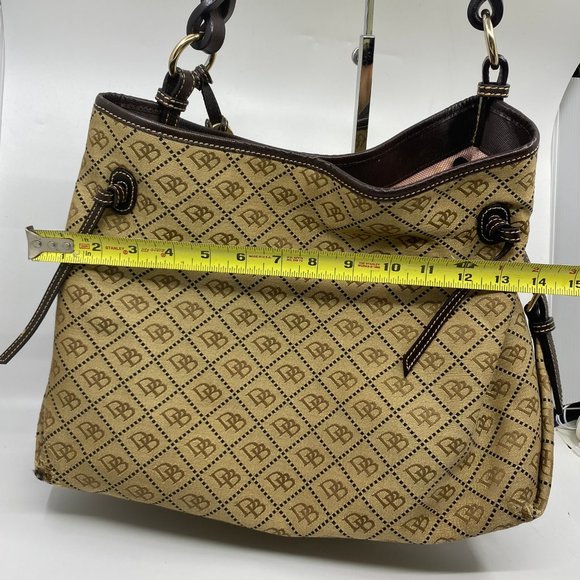 Dooney & Bourke L Tan Jacquard Fabric Shoulder Bag - Picture 3 of 13